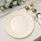 10 Round 10" Ivory Plastic Salad Dinner Plates Gold Swirl Design Rim Party